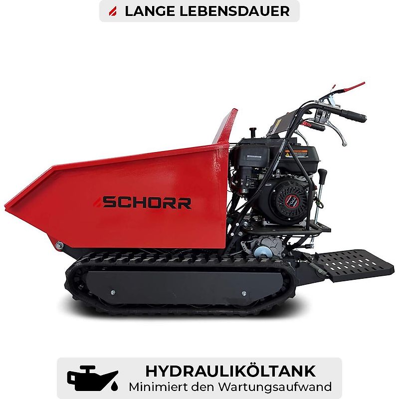 SCHORR Minidumper RR500DHKA 500kg mit Kipphydraulik und Mitfahrplattform NEU Raupendumper 9,2 PS Motor Dumper Schubkarre Motorschubkarre