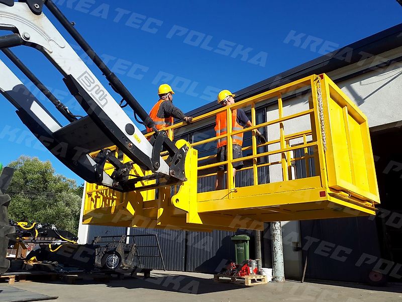 KREATEC Arbeitskorb, Arbeitsbühne mit Riffelblech 1,2 bis 6,0 m Breite