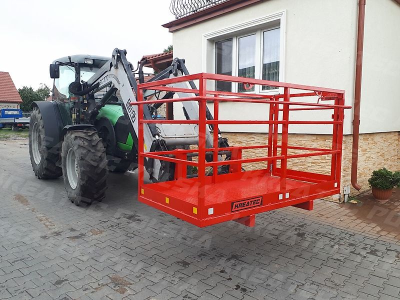 KREATEC Arbeitskorb, Arbeitsbühne mit Riffelblech 1,2 bis 6,0 m Breite